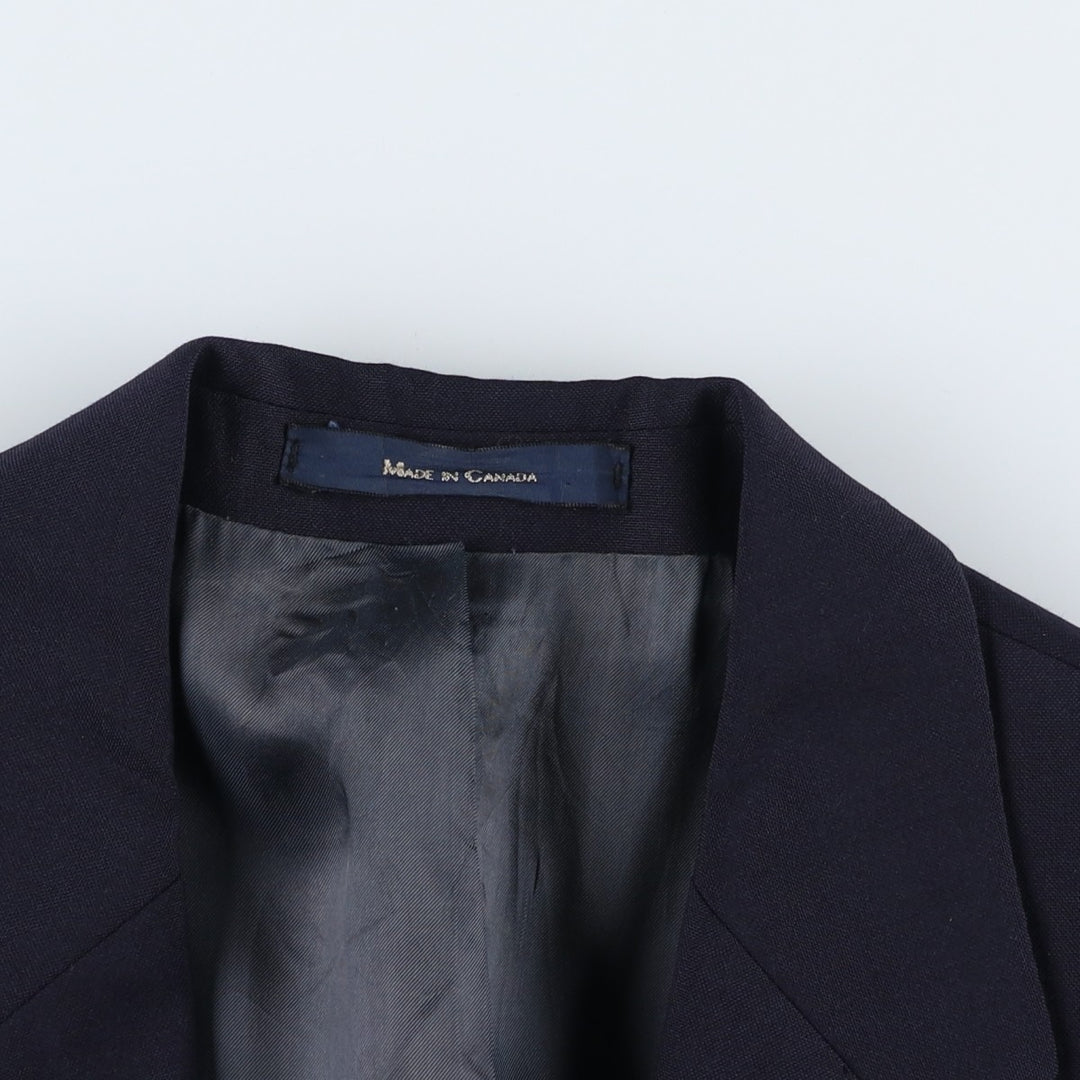 80s-90'S Ralph Lauren POLO UNIVERSITY CLUB navy blazer/tailored jacket, made in Canada, men's size M equivalent. wool navy blue type Vintage Second Hand