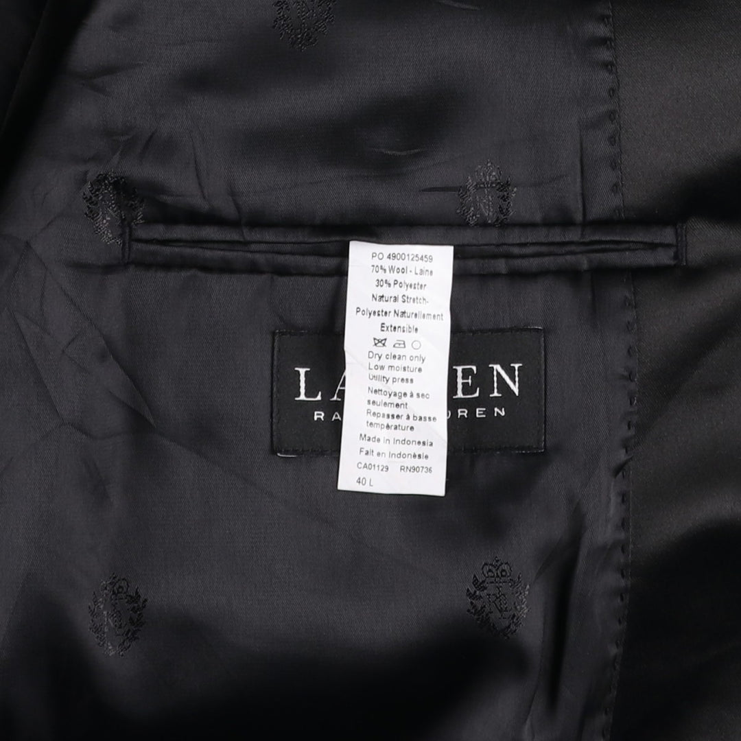 Ralph Lauren LAUREN Peak Lapel Wool Tailored Jacket, Men's Size M (approx.) wool black type Vintage Second Hand