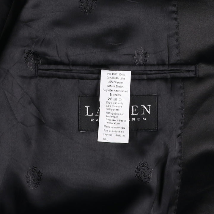 Ralph Lauren LAUREN Peak Lapel Wool Tailored Jacket, Men's Size M (approx.) wool black type Vintage Second Hand