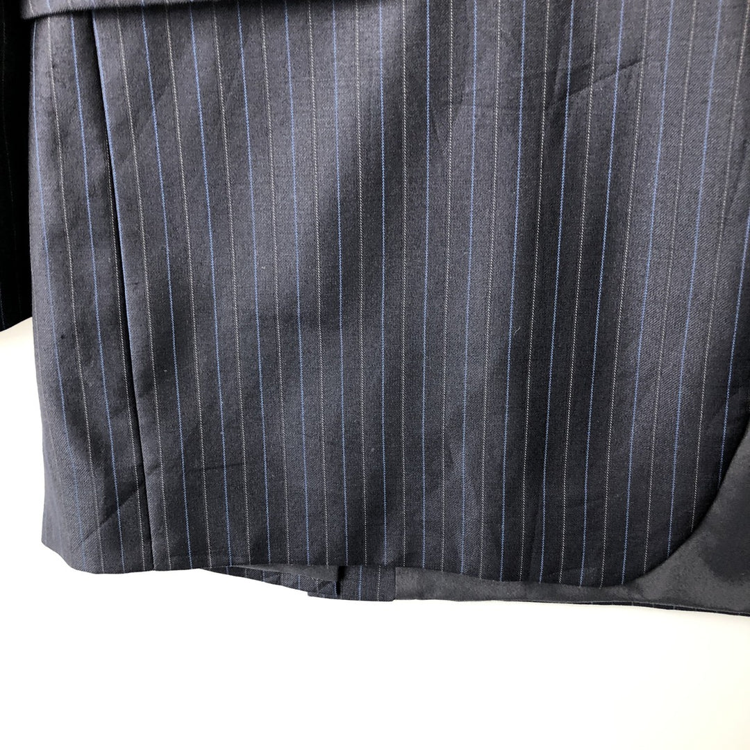 Ralph Lauren Lauren Striped Wool Tailored Jacket, Made in Canada, Men's Size M wool navy blue type Vintage Second Hand