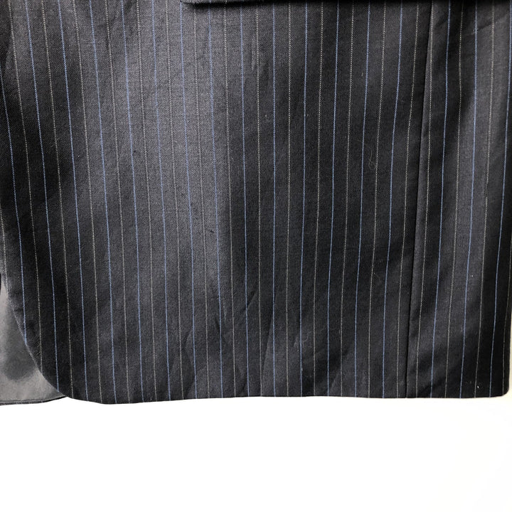 Ralph Lauren Lauren Striped Wool Tailored Jacket, Made in Canada, Men's Size M wool navy blue type Vintage Second Hand