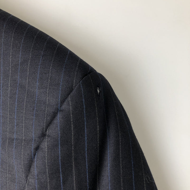 Ralph Lauren Lauren Striped Wool Tailored Jacket, Made in Canada, Men's Size M wool navy blue type Vintage Second Hand