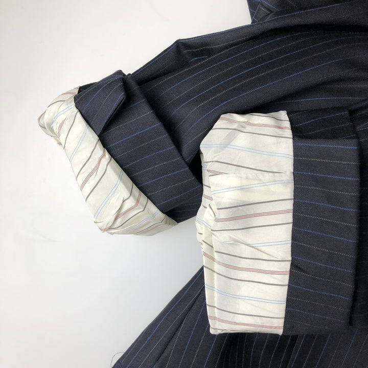 Ralph Lauren Lauren Striped Wool Tailored Jacket, Made in Canada, Men's Size M wool navy blue type Vintage Second Hand