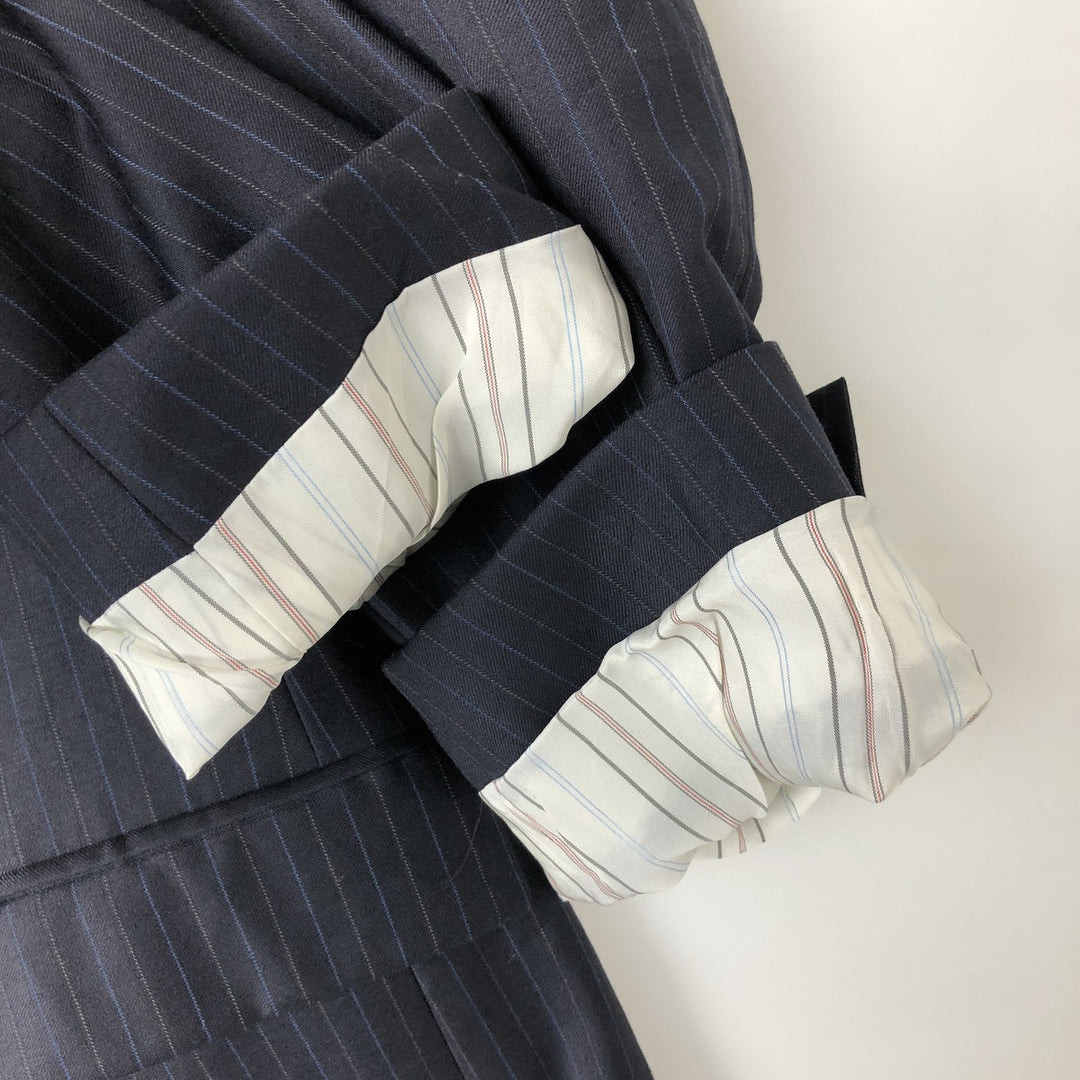 Ralph Lauren Lauren Striped Wool Tailored Jacket, Made in Canada, Men's Size M wool navy blue type Vintage Second Hand