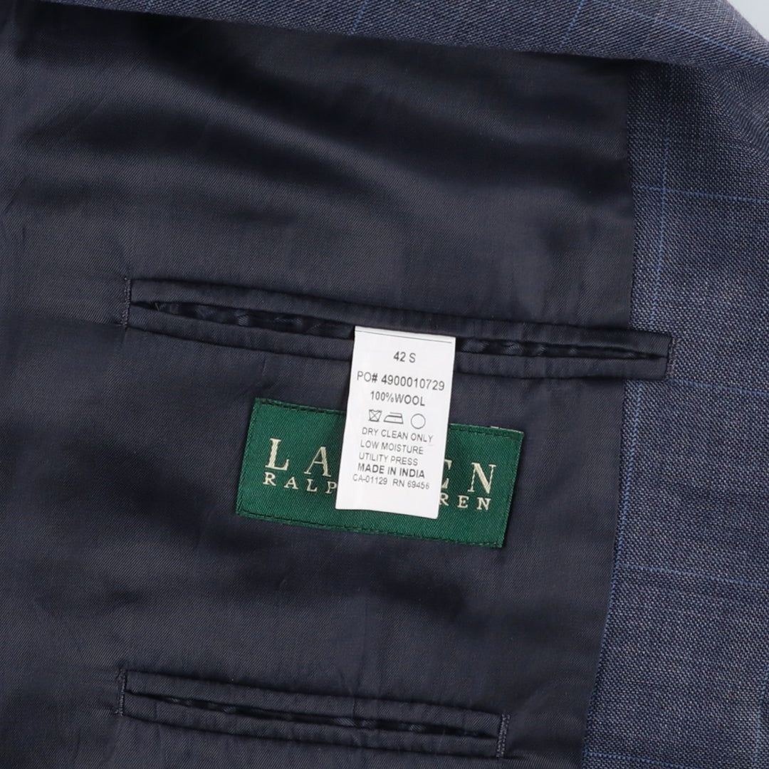 Ralph Lauren LAUREN Check Pattern Wool Tailored Jacket, Men's Size L (approx.) wool gray type Vintage Second Hand