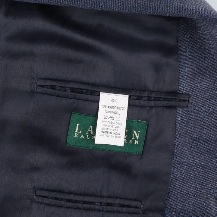 Ralph Lauren LAUREN Check Pattern Wool Tailored Jacket, Men's Size L (approx.) wool gray type Vintage Second Hand