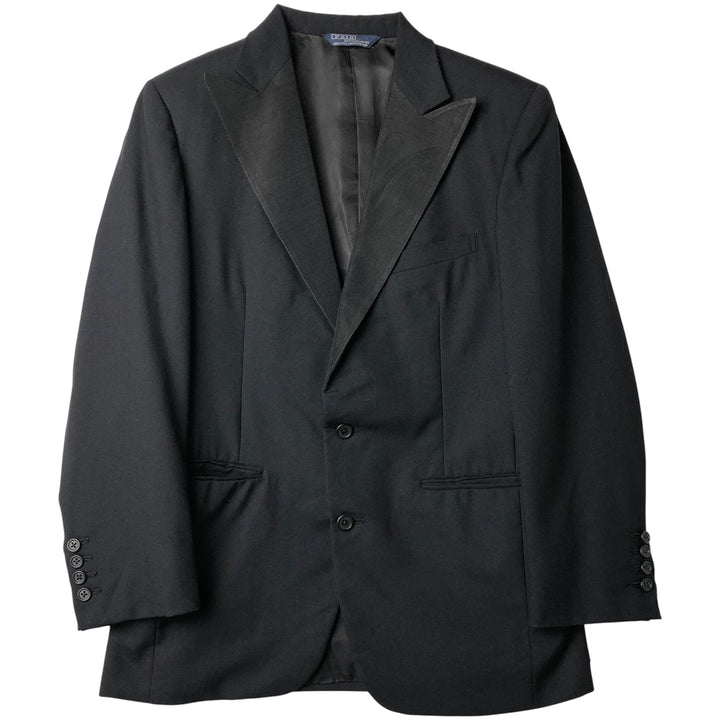 1990'S Ralph Lauren POLO by Ralph Lauren Peak Lapel Wool Tailored Jacket, Made in USA, Men's Size S (approx.) unclear black type Vintage Second Hand