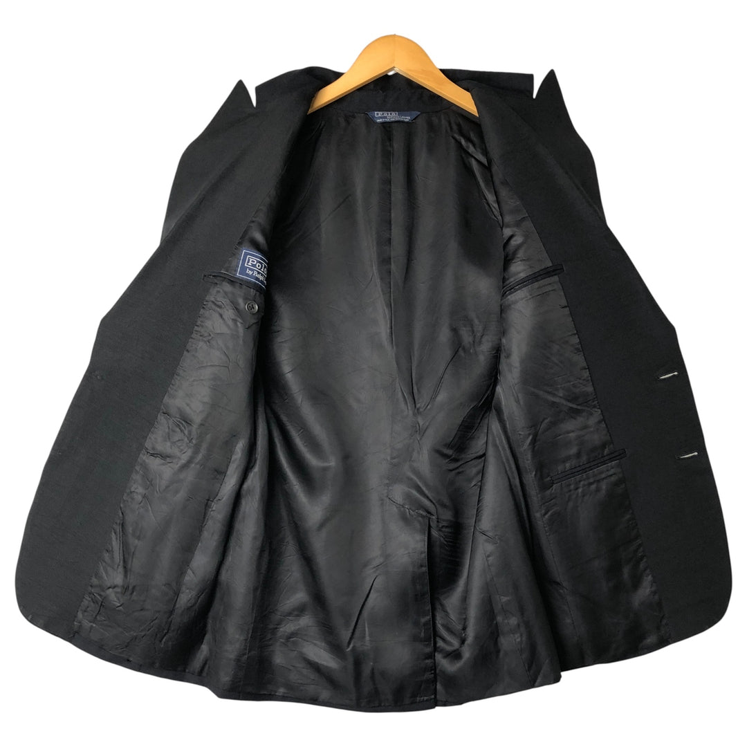 1990'S Ralph Lauren POLO by Ralph Lauren Peak Lapel Wool Tailored Jacket, Made in USA, Men's Size S (approx.) unclear black type Vintage Second Hand