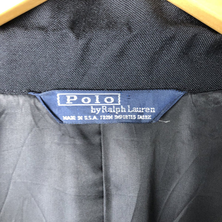 1990'S Ralph Lauren POLO by Ralph Lauren Peak Lapel Wool Tailored Jacket, Made in USA, Men's Size S (approx.) unclear black type Vintage Second Hand