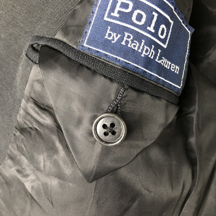 1990'S Ralph Lauren POLO by Ralph Lauren Peak Lapel Wool Tailored Jacket, Made in USA, Men's Size S (approx.) unclear black type Vintage Second Hand