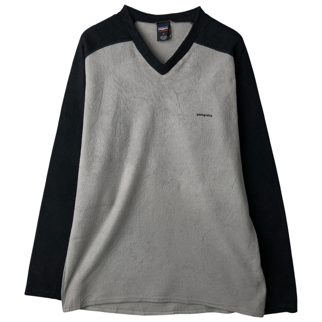 2000'S Patagonia Capilene V-neck fleece top (43425SP00), Made in USA, Men's Medium polyester gray type Vintage Second Hand