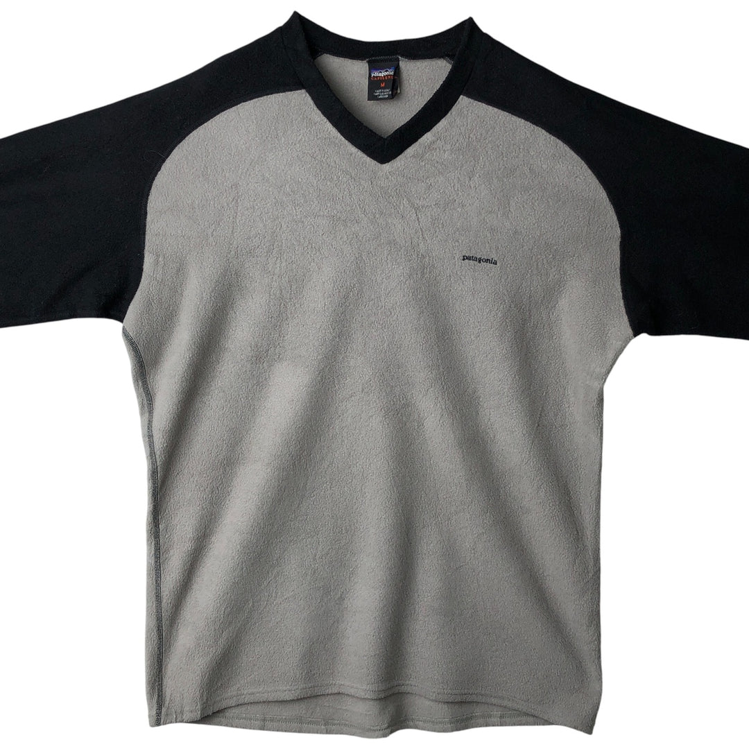 2000'S Patagonia Capilene V-neck fleece top (43425SP00), Made in USA, Men's Medium polyester gray type Vintage Second Hand