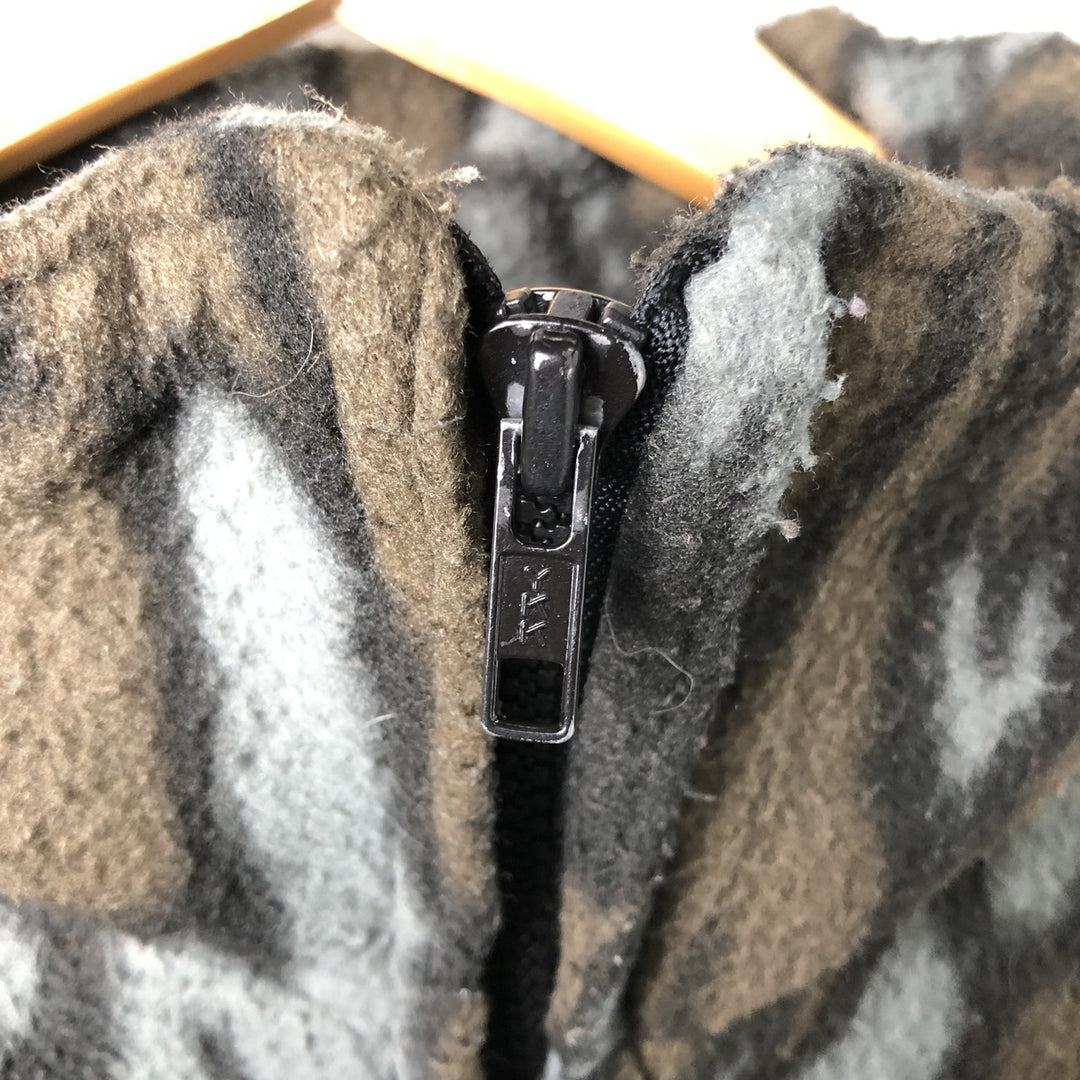Himalayan Camouflage Pattern Treebark Camo Fleece Jacket, Made in USA, Men's Size L polyester brown type Vintage Second Hand