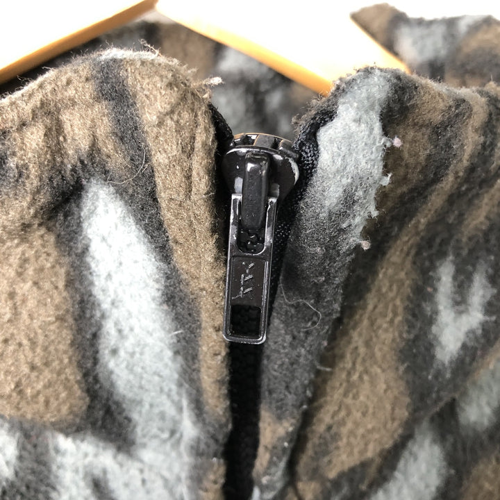 Himalayan Camouflage Pattern Treebark Camo Fleece Jacket, Made in USA, Men's Size L polyester brown type Vintage Second Hand