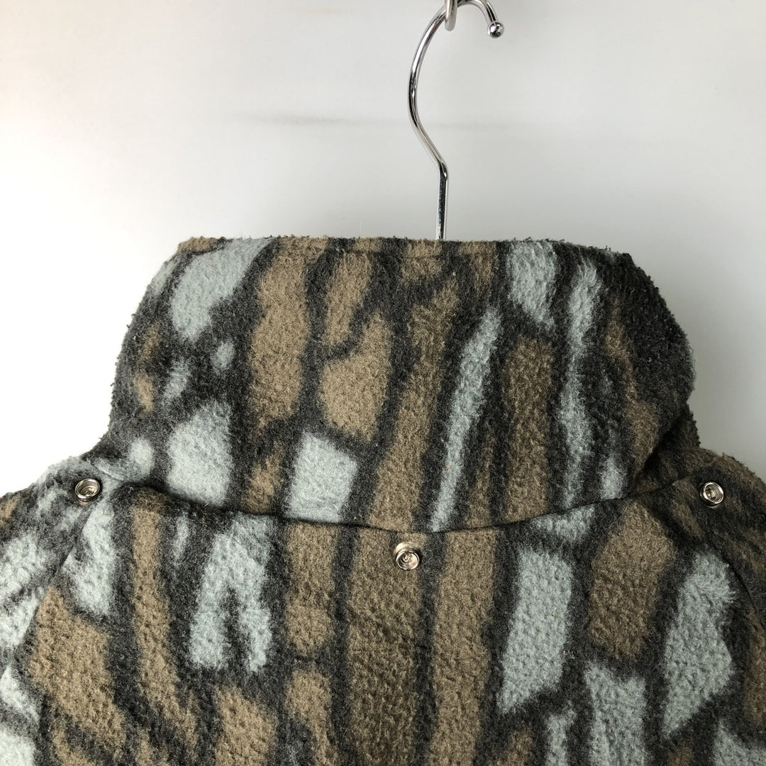 Himalayan Camouflage Pattern Treebark Camo Fleece Jacket, Made in USA, Men's Size L polyester brown type Vintage Second Hand