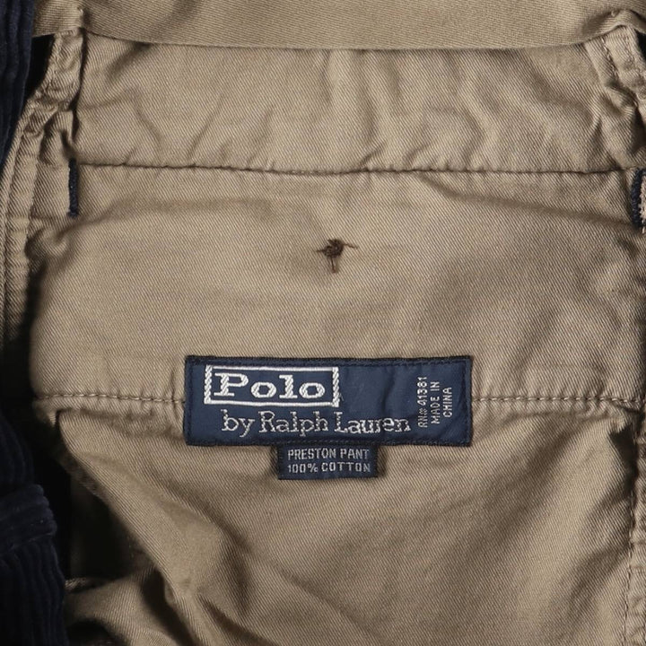 Ralph Lauren Polo by Ralph Lauren Preston Pant, wide ribbed corduroy pants, men's size W37 cotton navy blue type Vintage Second Hand