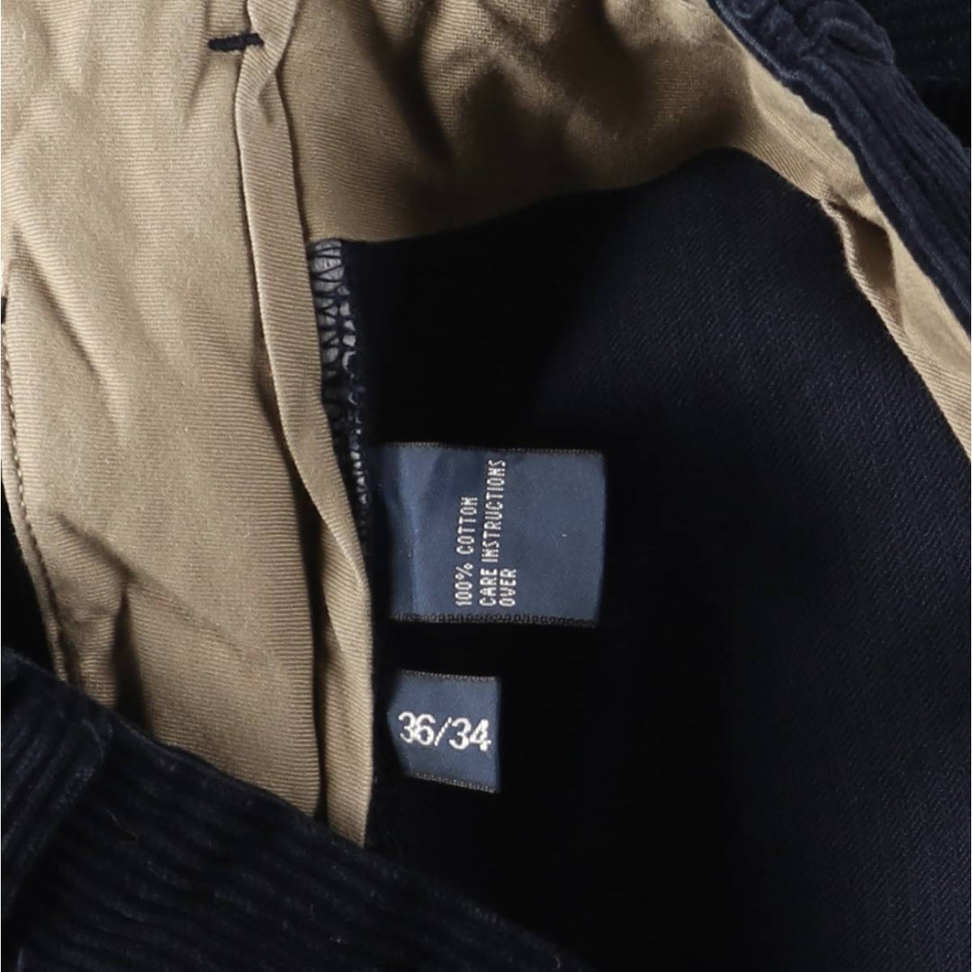 Ralph Lauren Polo by Ralph Lauren Preston Pant, wide ribbed corduroy pants, men's size W37 cotton navy blue type Vintage Second Hand