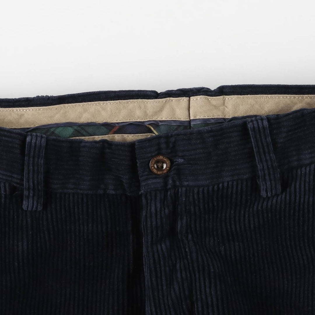 Ralph Lauren Polo by Ralph Lauren Preston Pant, wide ribbed corduroy pants, men's size W37 cotton navy blue type Vintage Second Hand
