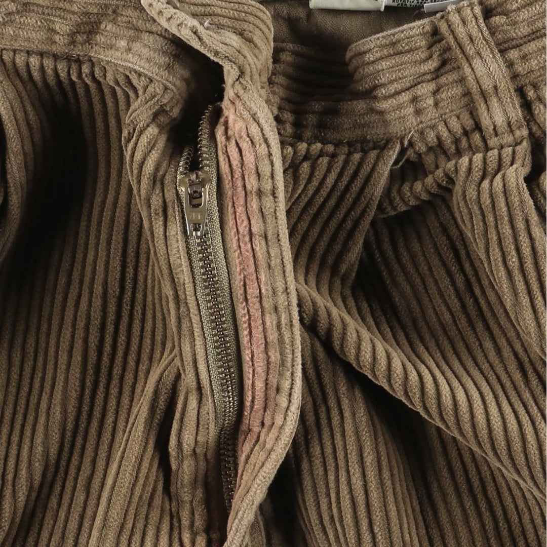 90s-00'S Eddie Bauer wide-ribbed two-pleat corduroy pants, men's size W33 cotton beige type brown Vintage Second Hand