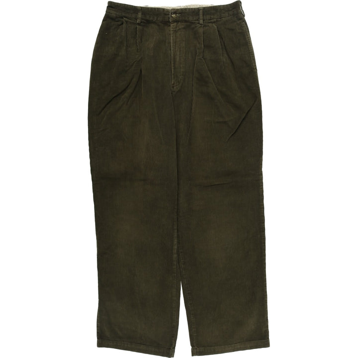 LLBean Two-pleat Corduroy Pants for Men, W35 equivalent cotton Khaki type brown Vintage Second Hand