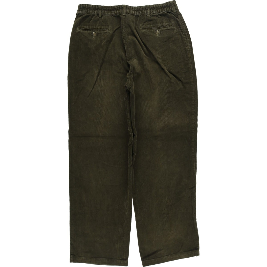 LLBean Two-pleat Corduroy Pants for Men, W35 equivalent cotton Khaki type brown Vintage Second Hand