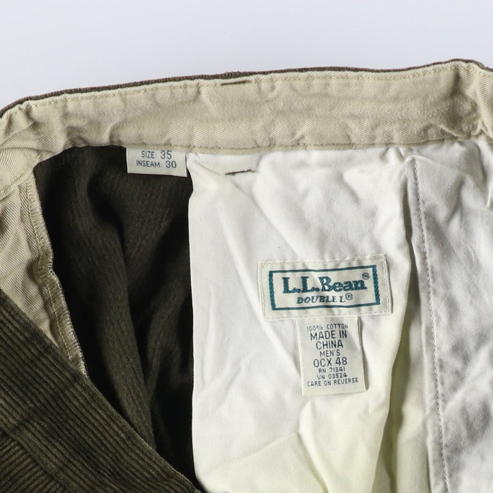 LLBean Two-pleat Corduroy Pants for Men, W35 equivalent cotton Khaki type brown Vintage Second Hand