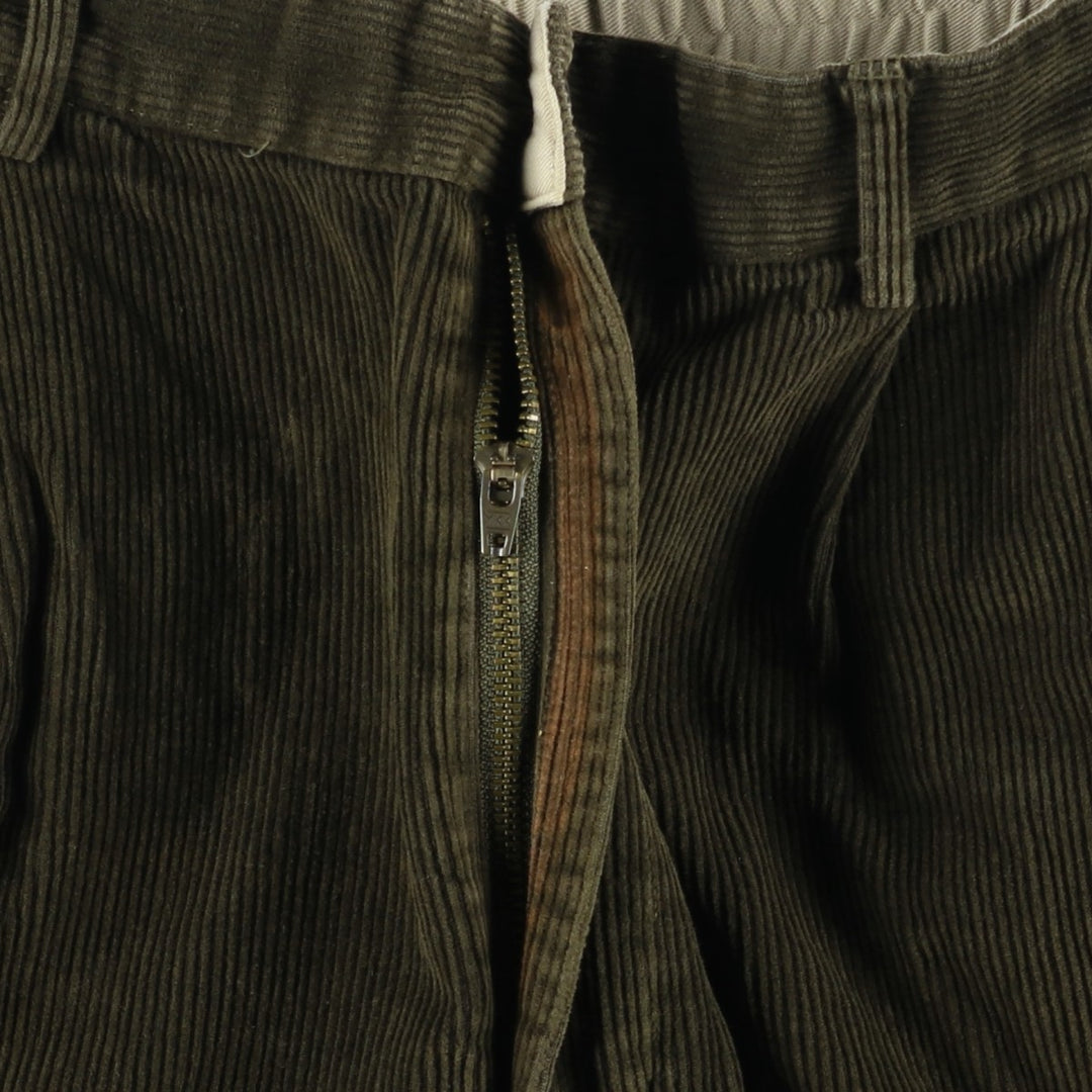 LLBean Two-pleat Corduroy Pants for Men, W35 equivalent cotton Khaki type brown Vintage Second Hand