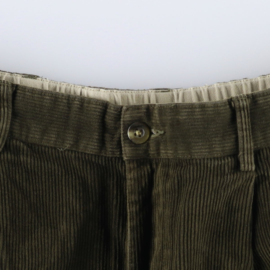 LLBean Two-pleat Corduroy Pants for Men, W35 equivalent cotton Khaki type brown Vintage Second Hand