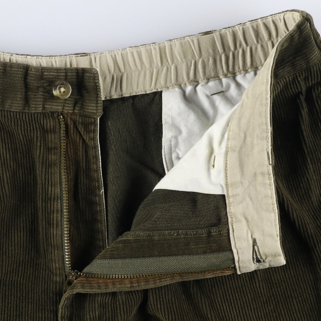 LLBean Two-pleat Corduroy Pants for Men, W35 equivalent cotton Khaki type brown Vintage Second Hand