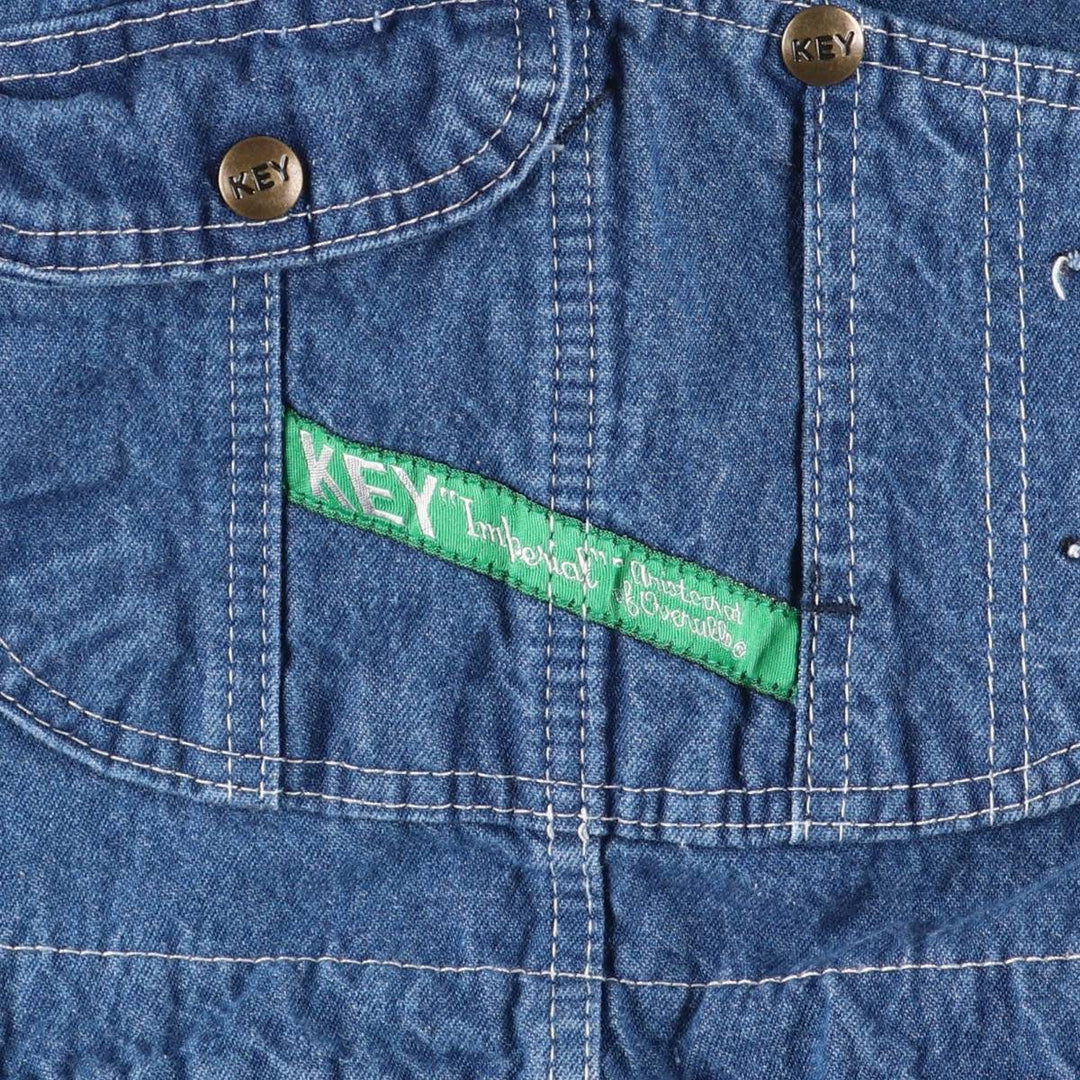 90'S Key Men's Vintage Denim Overalls, Size W35 cotton blue type Vintage Second Hand