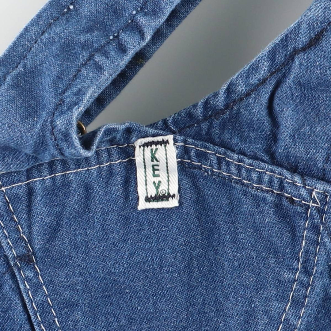 90'S Key Men's Vintage Denim Overalls, Size W35 cotton blue type Vintage Second Hand