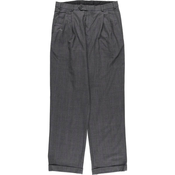 Brooks Brothers 346 STRETCH Glen Plaid Two-Pleat Wool Trousers, Men's Size W34 (approx.) wool gray type Vintage Second Hand