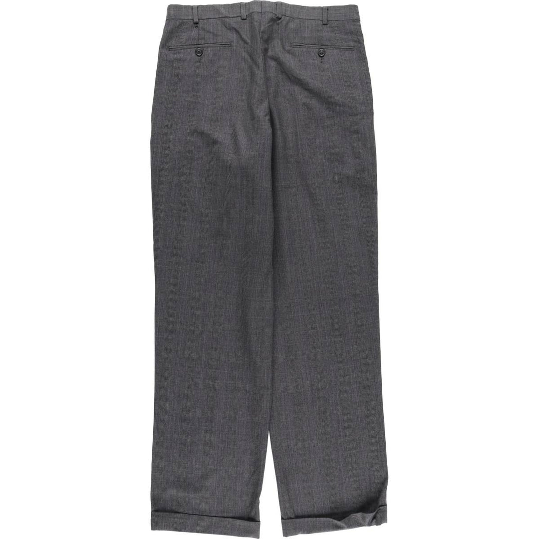 Brooks Brothers 346 STRETCH Glen Plaid Two-Pleat Wool Trousers, Men's Size W34 (approx.) wool gray type Vintage Second Hand