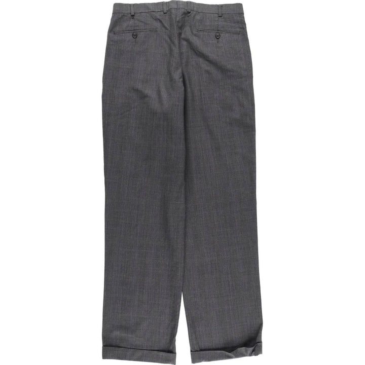Brooks Brothers 346 STRETCH Glen Plaid Two-Pleat Wool Trousers, Men's Size W34 (approx.) wool gray type Vintage Second Hand