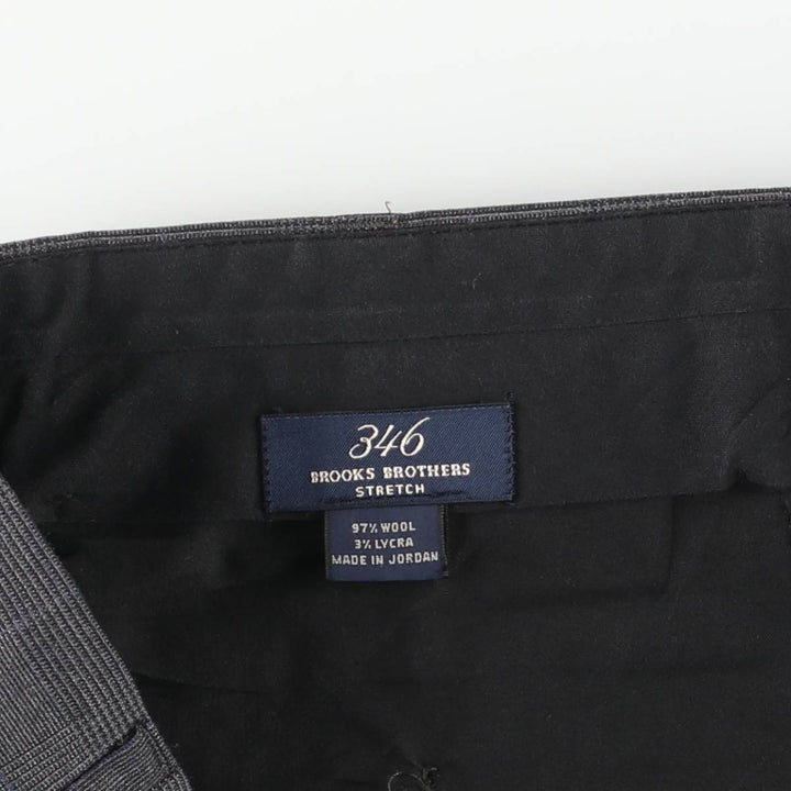 Brooks Brothers 346 STRETCH Glen Plaid Two-Pleat Wool Trousers, Men's Size W34 (approx.) wool gray type Vintage Second Hand