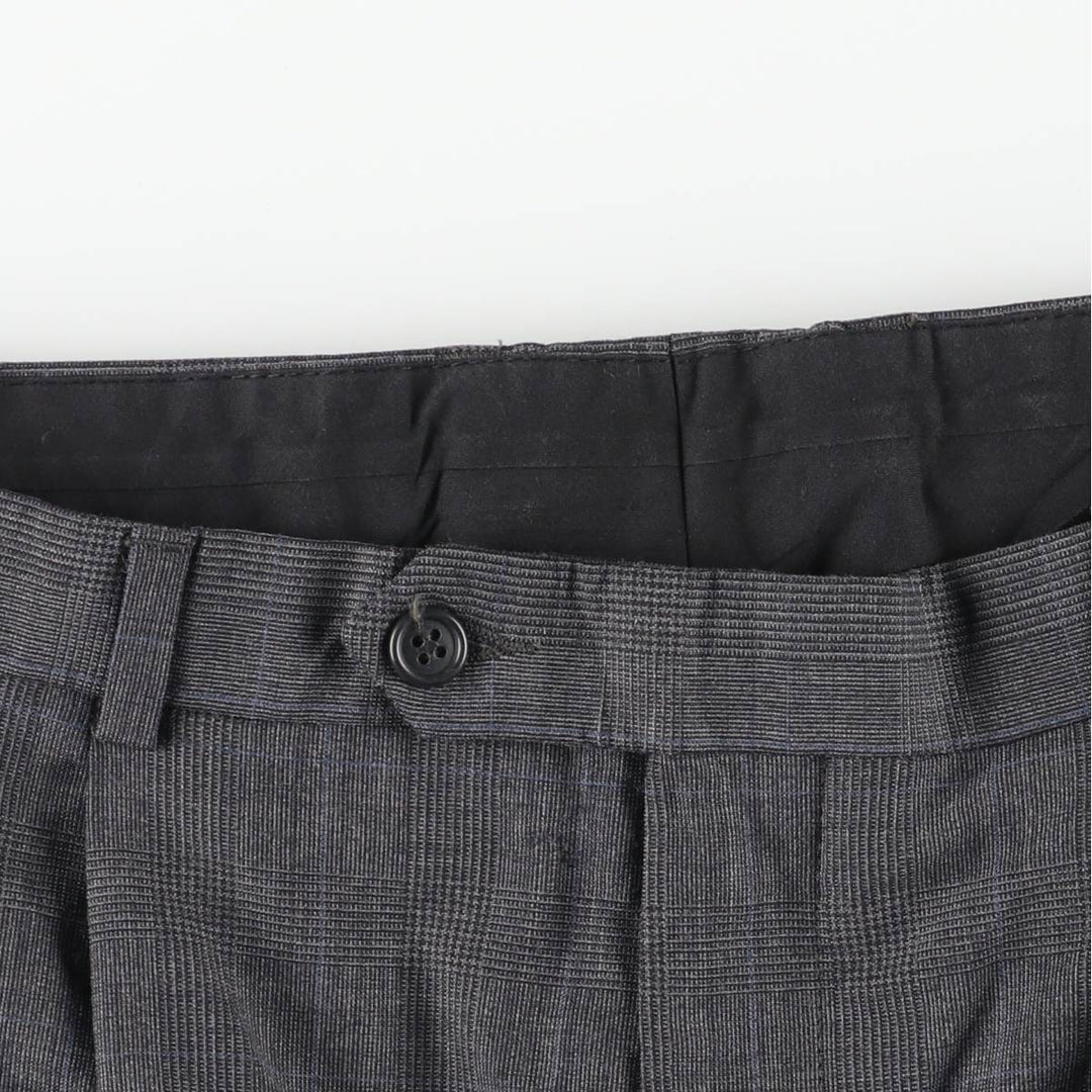 Brooks Brothers 346 STRETCH Glen Plaid Two-Pleat Wool Trousers, Men's Size W34 (approx.) wool gray type Vintage Second Hand