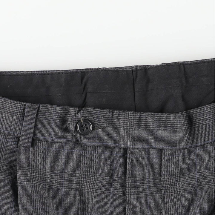Brooks Brothers 346 STRETCH Glen Plaid Two-Pleat Wool Trousers, Men's Size W34 (approx.) wool gray type Vintage Second Hand