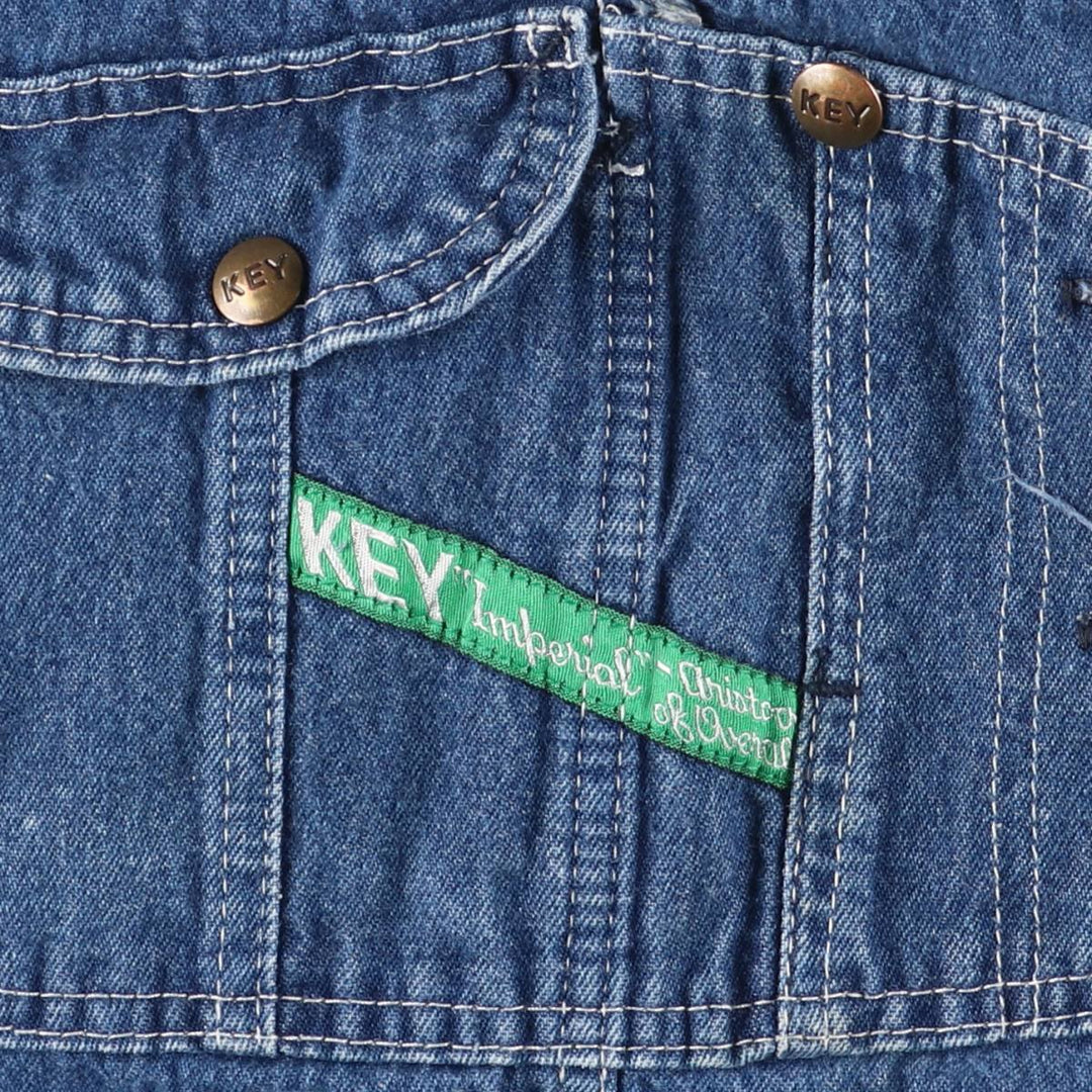 90'S Key Men's Vintage Denim Overalls, Size W34 cotton blue type Vintage Second Hand