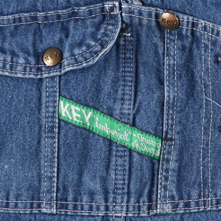 90'S Key Men's Vintage Denim Overalls, Size W34 cotton blue type Vintage Second Hand