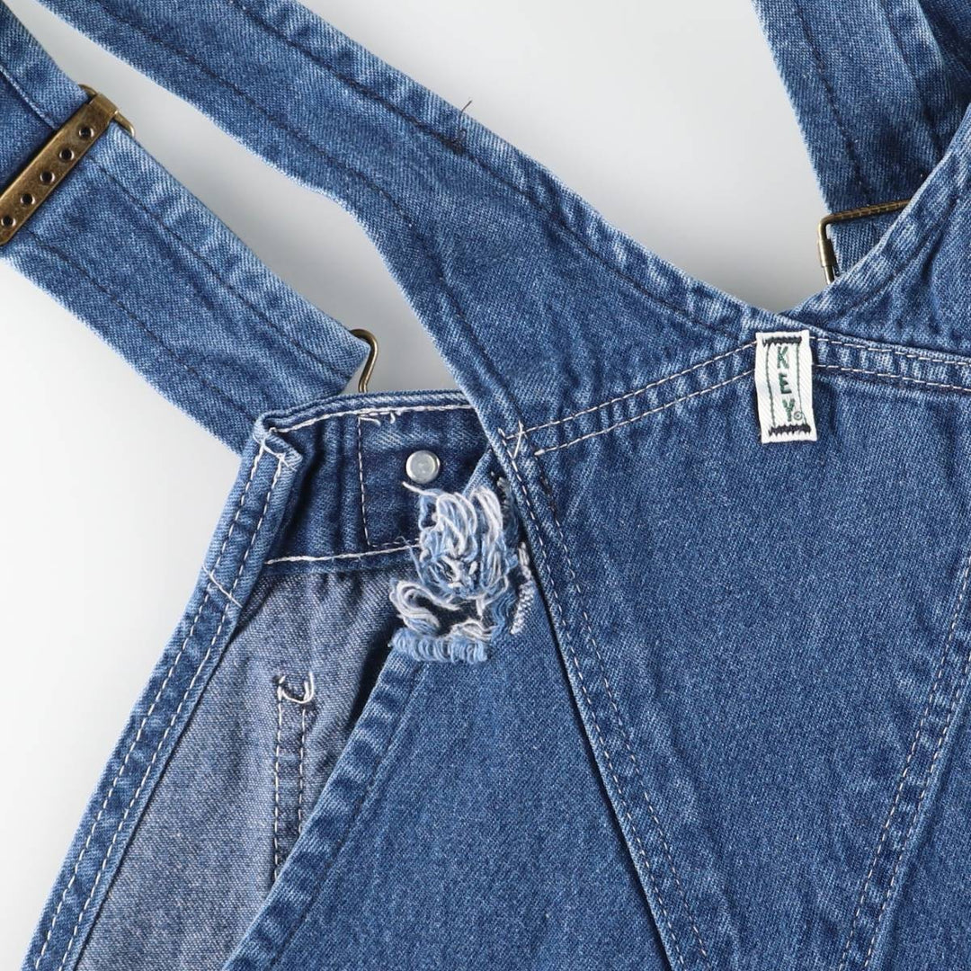 90'S Key Men's Vintage Denim Overalls, Size W34 cotton blue type Vintage Second Hand