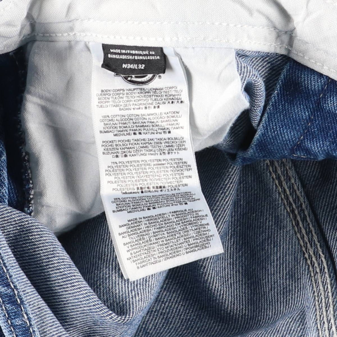 Dickies denim overalls for men, equivalent to W38 cotton blue type Vintage Second Hand