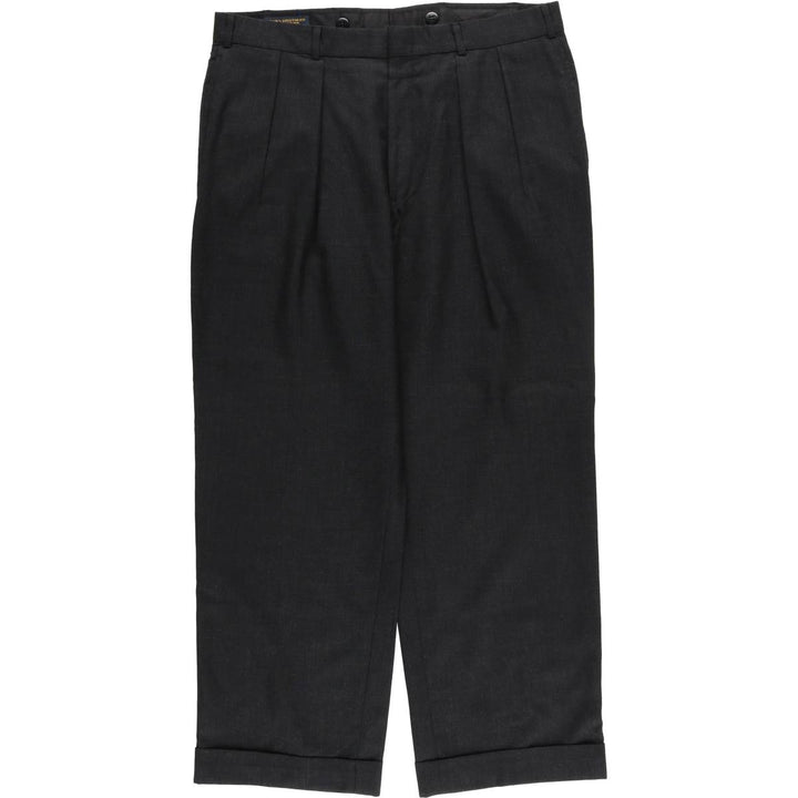 1980'S Brooks Brothers Est.1818 Wool Pants, Two-Pleat Slacks, Made in USA, Men's Size W34 (approx.), Vintage wool black type Vintage Second Hand