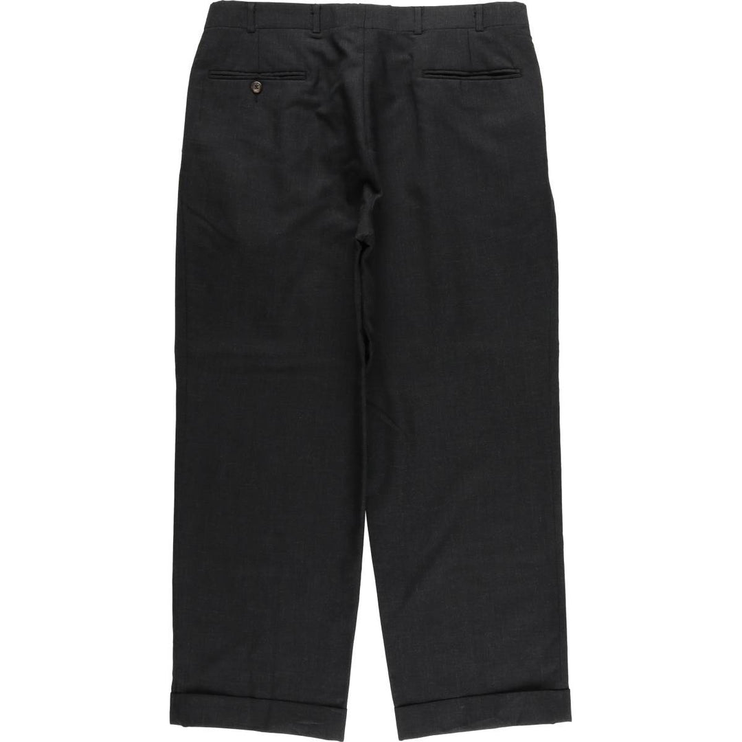 1980'S Brooks Brothers Est.1818 Wool Pants, Two-Pleat Slacks, Made in USA, Men's Size W34 (approx.), Vintage wool black type Vintage Second Hand