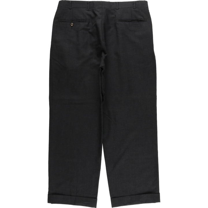 1980'S Brooks Brothers Est.1818 Wool Pants, Two-Pleat Slacks, Made in USA, Men's Size W34 (approx.), Vintage wool black type Vintage Second Hand