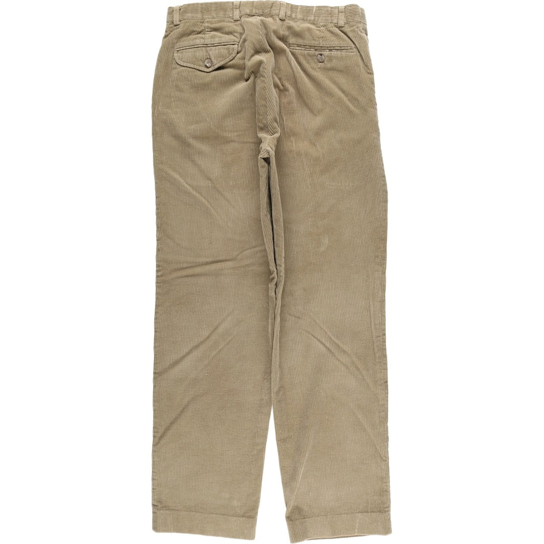 80s-90'S Eddie Bauer Black Tag Two-Pleated Wide-Rib Corduroy Pants Men's Size 34 cotton Beige type Vintage Second Hand