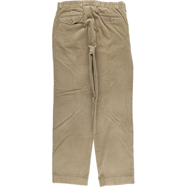 80s-90'S Eddie Bauer Black Tag Two-Pleated Wide-Rib Corduroy Pants Men's Size 34 cotton Beige type Vintage Second Hand