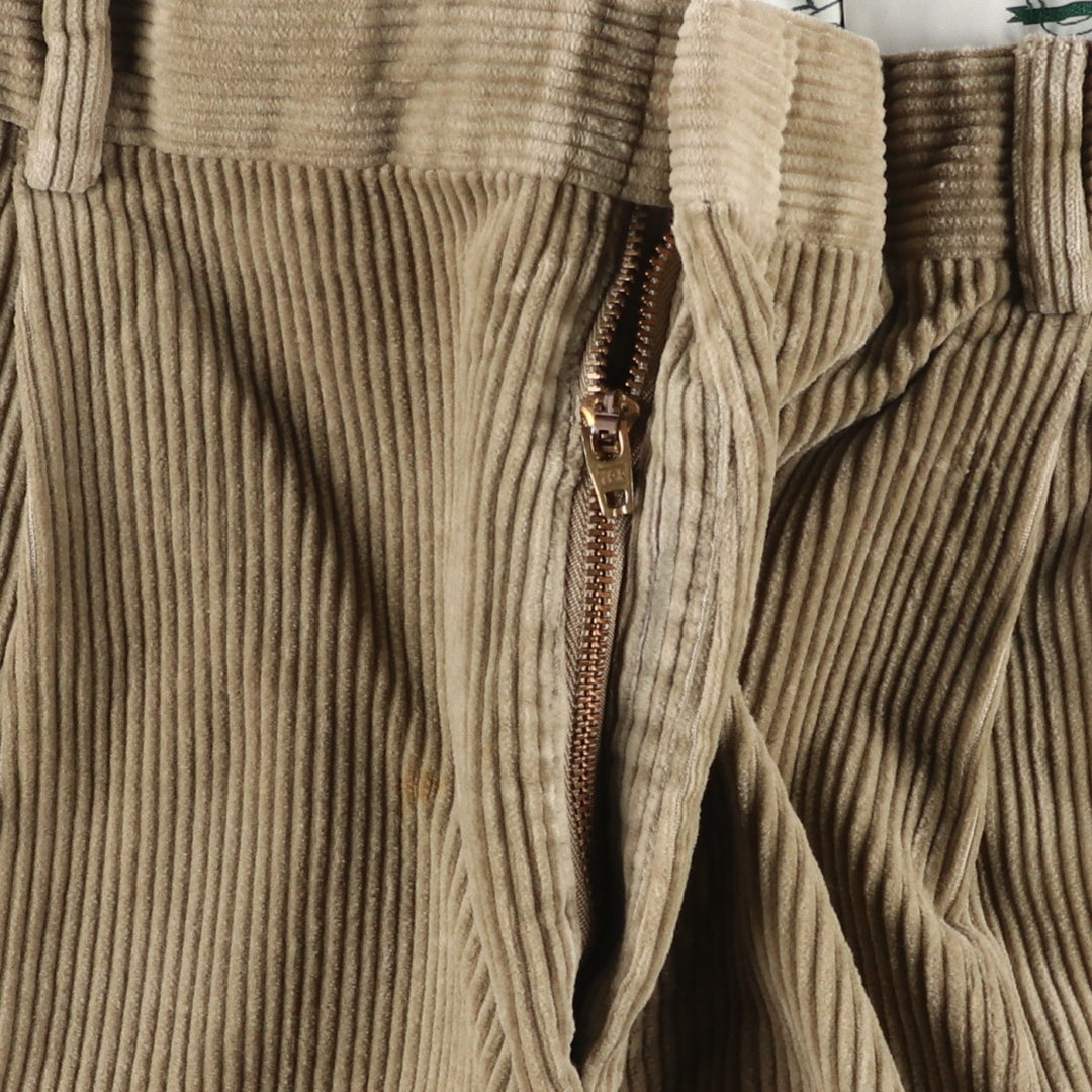 80s-90'S Eddie Bauer Black Tag Two-Pleated Wide-Rib Corduroy Pants Men's Size 34 cotton Beige type Vintage Second Hand