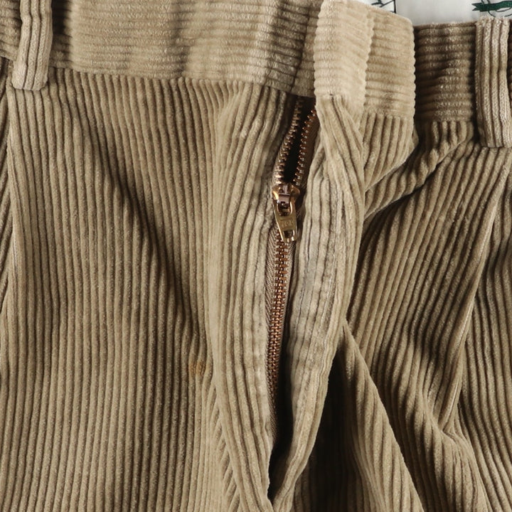 80s-90'S Eddie Bauer Black Tag Two-Pleated Wide-Rib Corduroy Pants Men's Size 34 cotton Beige type Vintage Second Hand