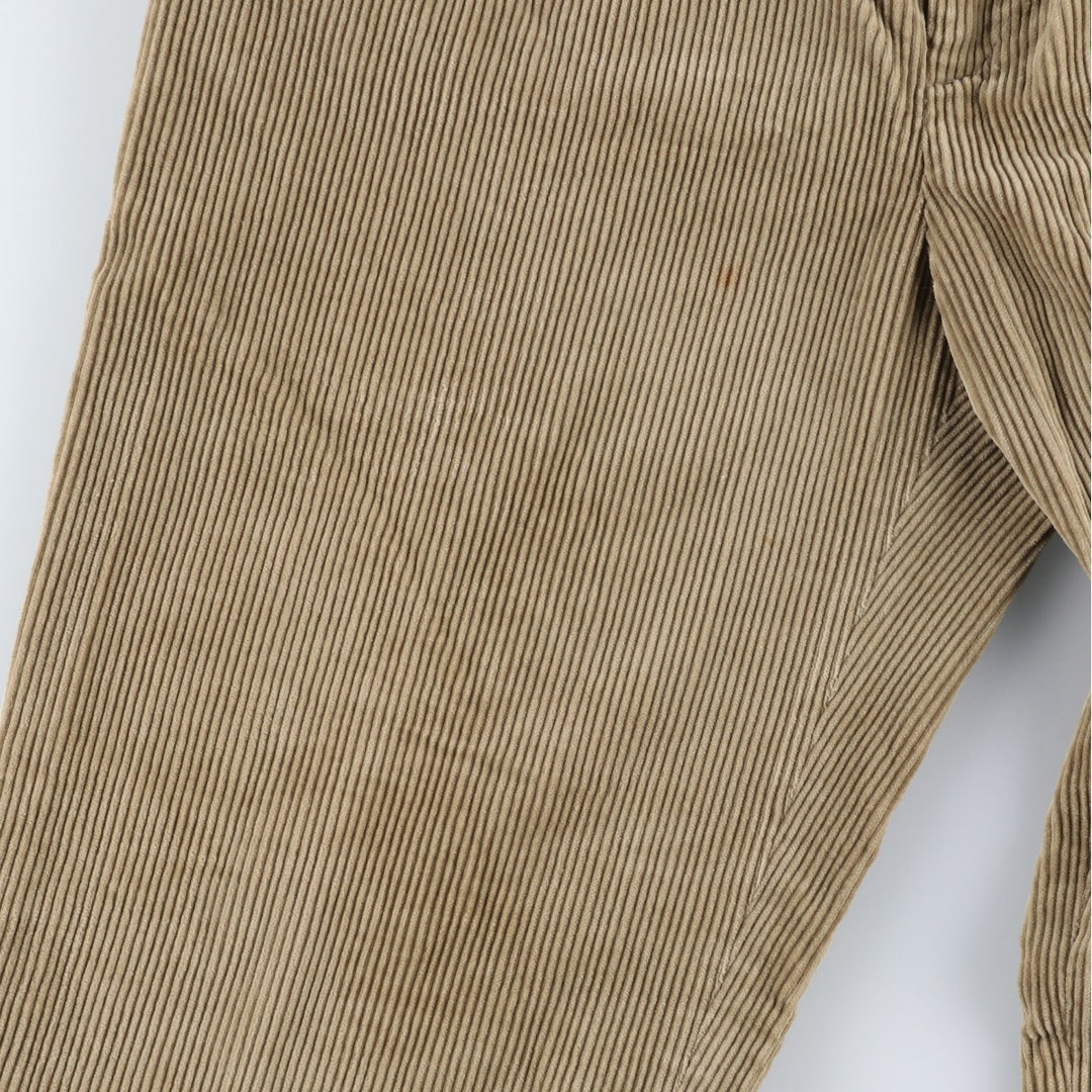 80s-90'S Eddie Bauer Black Tag Two-Pleated Wide-Rib Corduroy Pants Men's Size 34 cotton Beige type Vintage Second Hand