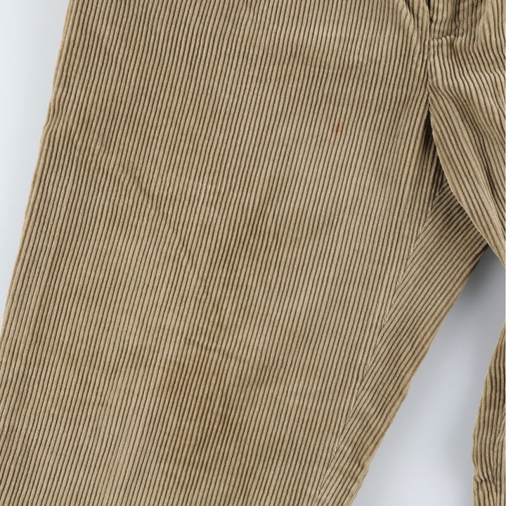 80s-90'S Eddie Bauer Black Tag Two-Pleated Wide-Rib Corduroy Pants Men's Size 34 cotton Beige type Vintage Second Hand